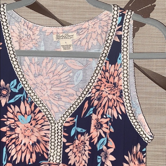 🌸 Lucky Brand Boho Style Colorful Blue Floral Sleeveless Mini Dress 🌸 - Picture 2 of 8